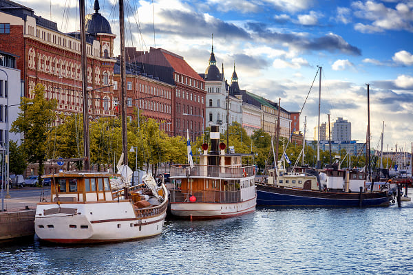 Popular café and market street in Helsinki