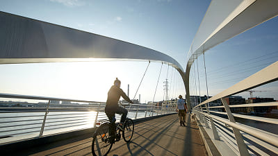 People biking along Helsinki coast