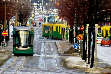 Helsinki tram on the move