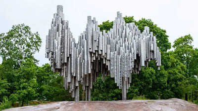 Steel pipe sculpture at Sibelius Park